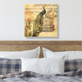 植物性フランスのアールヌーボーヴィンテージ孔雀 キャンバスプリント (インサイチュ (寝室))