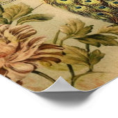 植物性フランスのアールヌーボーヴィンテージ孔雀 ポスター (角)