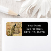 植物性フランスのアールヌーボーヴィンテージ孔雀 ラベル (インサイチュ)