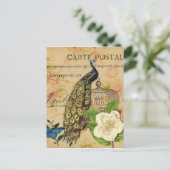 植物性フランスの椿カバノキヴィンテージ孔雀 ポストカード (スタンド正面)