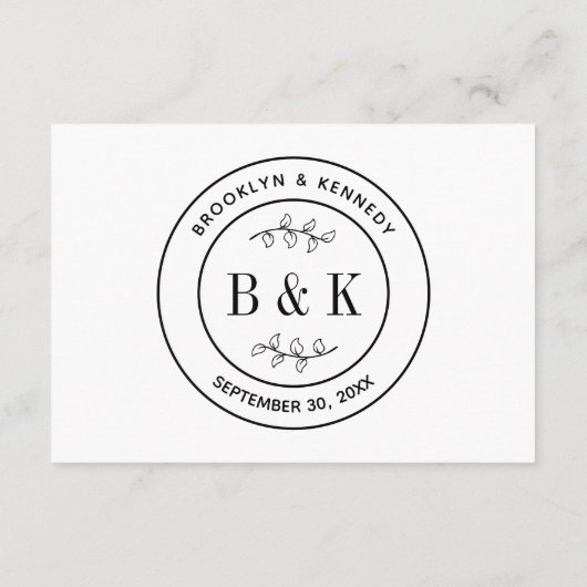 植物性フローラおもしろい結婚モノグラムのカップル名 エンクロージャーカード (裏面)