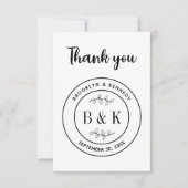 植物性フローラおもしろい結婚モノグラムのカップル名 サンキューカード (正面)