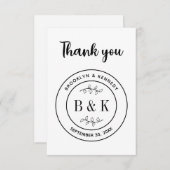 植物性フローラおもしろい結婚モノグラムのカップル名 サンキューカード (正面/裏面)