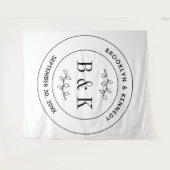 植物性フローラおもしろい結婚モノグラムのカップル名 タペストリー (正面(横))