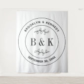 植物性フローラおもしろい結婚モノグラムのカップル名 タペストリー (正面)