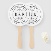 植物性フローラおもしろい結婚モノグラムのカップル名 ハンドファン (正面&裏面)