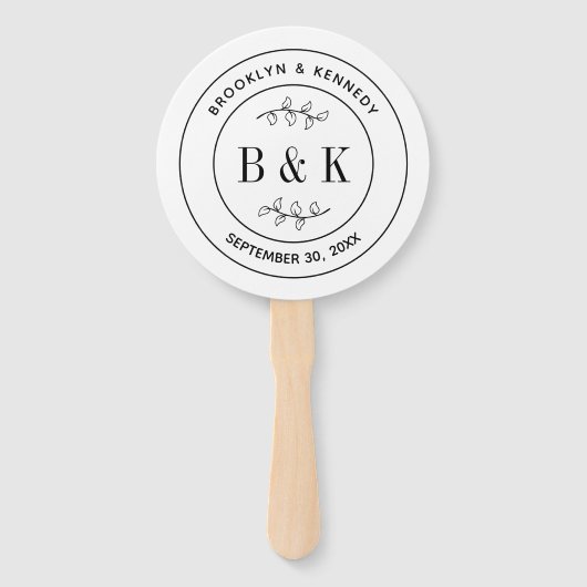 植物性フローラおもしろい結婚モノグラムのカップル名 ハンドファン (正面)