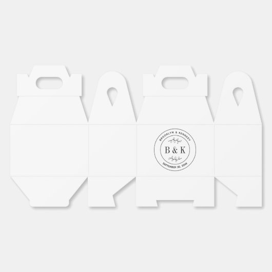 植物性フローラおもしろい結婚モノグラムのカップル名 フェイバーボックス (見開き)