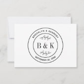 植物性フローラおもしろい結婚モノグラムのカップル名 出欠カード (裏面)