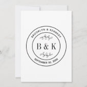 植物性フローラおもしろい結婚モノグラムのカップル名 招待状 (裏面)