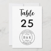 植物性フローラおもしろい結婚モノグラムのテーブル番号 (正面)