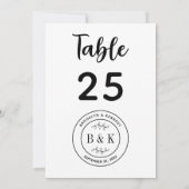 植物性フローラおもしろい結婚モノグラムのテーブル番号 (裏面)