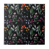 植物性フローラと葉クールの黒い模様の装飾 タイル (正面)