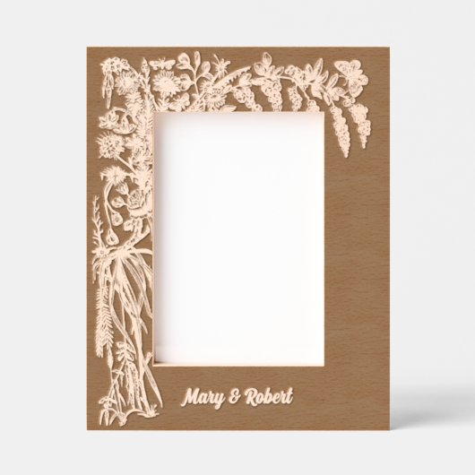 植物性フローラの葉と蝶縁ど類 レーザー彫刻フレーム (正面)