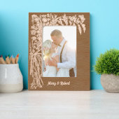 植物性フローラの葉と蝶縁ど類 レーザー彫刻フレーム