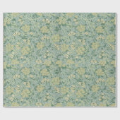 植物性フローラアンティークパターングリーンとイエロー ラッピングペーパー (フラット)