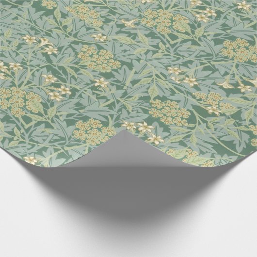 植物性フローラアンティークパターングリーンとイエロー ラッピングペーパー (角)