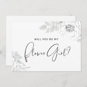 植物性フローライラストレーションフラワーガールカード サンキューカード (正面/裏面)