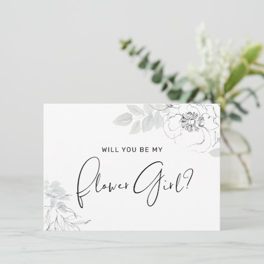 植物性フローライラストレーションフラワーガールカード サンキューカード (スタンド正面)