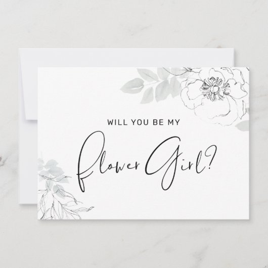 植物性フローライラストレーションフラワーガールカード サンキューカード (正面)