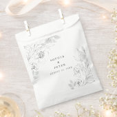 植物性フローライラストレーション結婚式の引き出物バッグ フェイバーバッグ (クリップ留めされた状態)