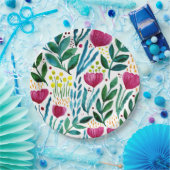 植物性フローライラストレーション ペーパープレート (パーティー)