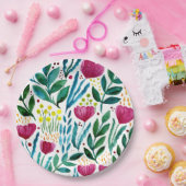 植物性フローライラストレーション ペーパープレート (パーティー)