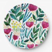 植物性フローライラストレーション ペーパープレート (正面)