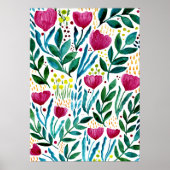 植物性フローライラストレーション ポスター (正面)