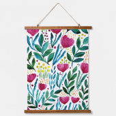 植物性フローライラストレーション 吊り下げ型タペストリー (正面)