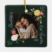 植物性フローラガーデンエレガントフォトフレームグリーン セラミックオーナメント (正面)