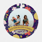 植物性フローラガーデンエレガントフォトフレームパープル メタルオーナメント (正面)