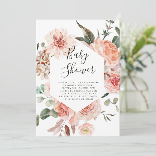 植物性フローラガーデン六角ベビーシャワー 招待状 (スタンド正面)