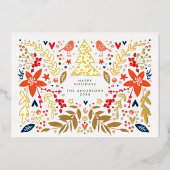 植物性フローラクリスマスフォトカスタム金ゴールド 箔シーズンカード (正面)