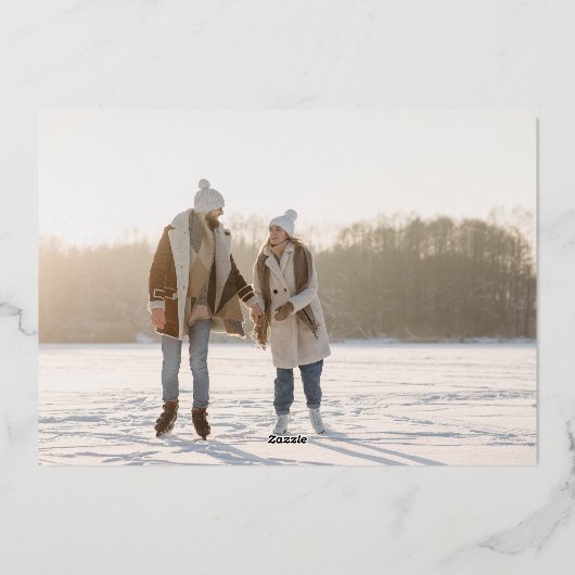 植物性フローラクリスマスフォトカスタム金ゴールド 箔シーズンカード (裏面)