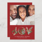 植物性フローラクリスマスJOY赤エレガント写真 シーズンカード (正面/裏面)