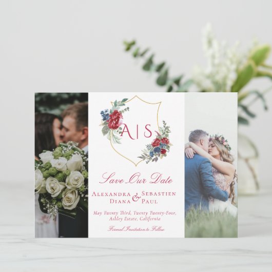 植物性フローラクレスト3フォトコラージモノグラム セーブザデート (スタンド正面)