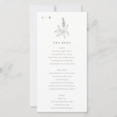 植物性フローラスケッチモノグラム結婚のメニューカード サンキューカード (正面)