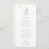 植物性フローラスケッチモノグラム結婚のメニューカード サンキューカード (正面/裏面)