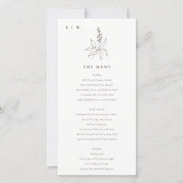 植物性フローラスケッチモノグラム結婚のメニューカード サンキューカード