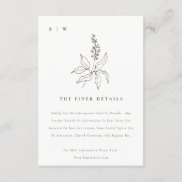 植物性フローラスケッチモノグラム結婚ズ詳細 エンクロージャーカード