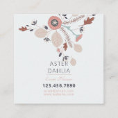 植物性フローラピンクグレー黒花 スクエア名刺 (裏面)