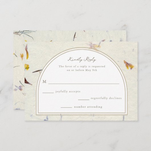 植物性フローラモダン結婚紙 出欠カード (正面/裏面)