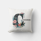 植物性フローラモノグラム文字Cパーソナル化可能 クッション (正面)
