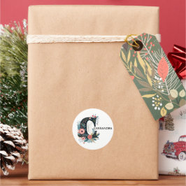 植物性フローラモノグラム文字Cパーソナル化可能 ラウンドシール