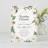 植物性フローラリース白結婚花 招待状 (スタンド正面)
