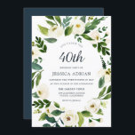 植物性フローラリース40th誕生日パーティー招待状 招待状<br><div class="desc">ボタニカルフローラリース40thパーティー招待状美しい白フローラニッチとネストストアでマッチングコレクションを参照</div>