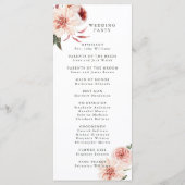 植物性フローラ庭園の結婚式式 プログラム (裏面)