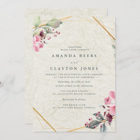 植物性フローラ庭園の結婚式 招待状 (正面/裏面)