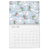 植物性フローラ手描きパター図解入りの、写真付きのン カレンダー (1月 2027)